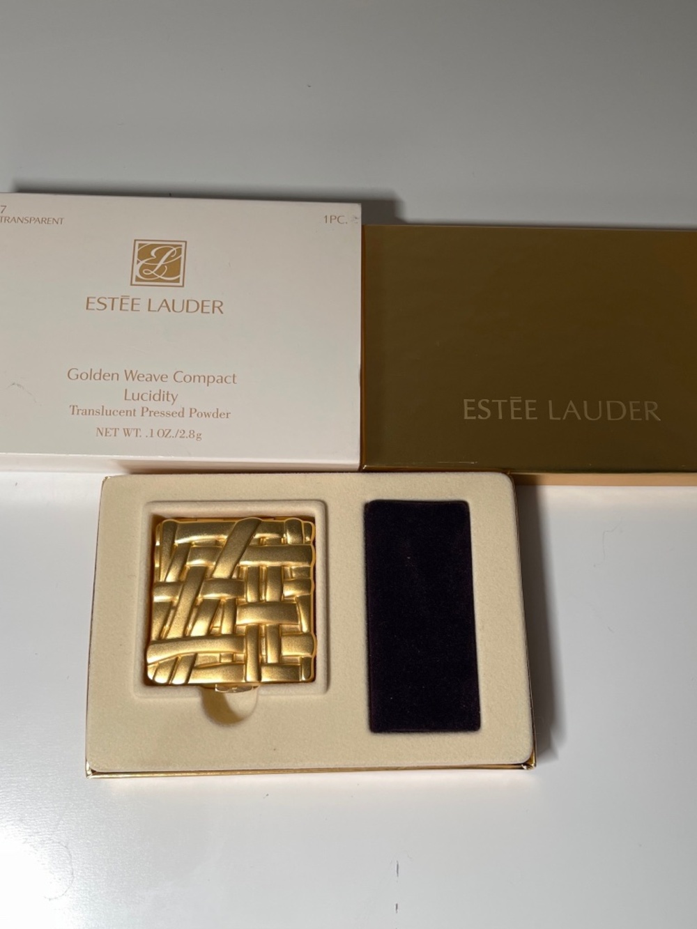 NEW READ Estee Lauder Golden Weave Compact Collectible 2.8g in 06-transparent